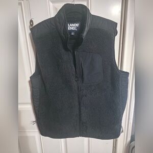 Lands' End Men's Black Fleece Vest Size Large